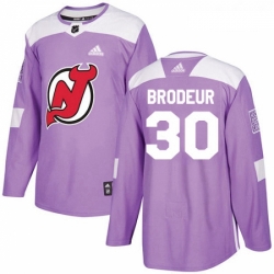 Youth Adidas New Jersey Devils 30 Martin Brodeur Authentic Purple Fights Cancer Practice NHL Jersey 