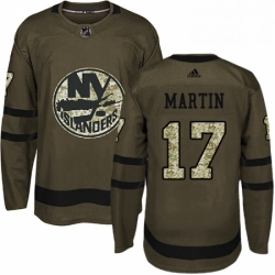 Mens Adidas New York Islanders 17 Matt Martin Premier Green Salute to Service NHL Jersey 