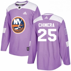 Mens Adidas New York Islanders 25 Jason Chimera Authentic Purple Fights Cancer Practice NHL Jersey 