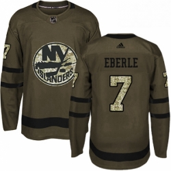 Mens Adidas New York Islanders 7 Jordan Eberle Authentic Green Salute to Service NHL Jersey 
