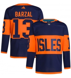 Men's New York Islanders #13 Mathew Barzal Navy 2024 Stadium Series Stitched Jersey