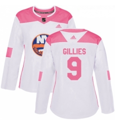 Womens Adidas New York Islanders 9 Clark Gillies Authentic WhitePink Fashion NHL Jersey 