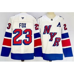 Men New York Rangers 23 Adam Fox White 2024 25 Stadium Series Stitched Jersey