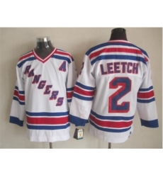 NHL New York Rangers #2 leetch white jerseys(New vintage retro)