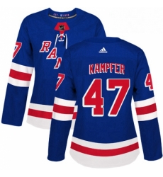 Womens Adidas New York Rangers 47 Steven Kampfer Premier Royal Blue Home NHL Jersey 