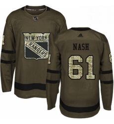 Youth Adidas New York Rangers 61 Rick Nash Authentic Green Salute to Service NHL Jersey 