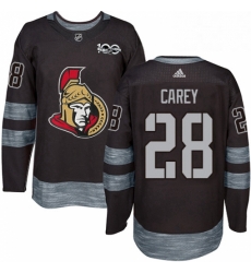 Mens Adidas Ottawa Senators 28 Paul Carey Authentic Black 1917 2017 100th Anniversary NHL Jersey 