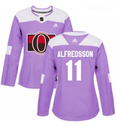 Womens Adidas Ottawa Senators 11 Daniel Alfredsson Authentic Purple Fights Cancer Practice NHL Jersey 