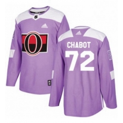 Youth Adidas Ottawa Senators 72 Thomas Chabot Authentic Purple Fights Cancer Practice NHL Jersey 