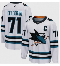 Men San Jose Sharks Macklin Celebrini #71 White Home With C Patch Stitched Hockey Jersey Men San Jose Sharks Macklin Celebrini #71 White Home With C Patch Stitched Hockey Jersey
