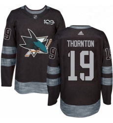 Mens Adidas San Jose Sharks 19 Joe Thornton Premier Black 1917 2017 100th Anniversary NHL Jersey 