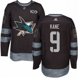 Mens Adidas San Jose Sharks 9 Evander Kane Authentic Black 1917 2017 100th Anniversary NHL Jersey 