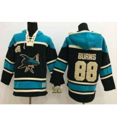 nhl jerseys san jose sharks #88 burns black-green[pullover hooded sweatshirt]