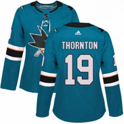 Womens Adidas San Jose Sharks 19 Joe Thornton Authentic Teal Green Home NHL Jersey 