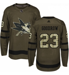 Youth Adidas San Jose Sharks 23 Barclay Goodrow Premier Green Salute to Service NHL Jersey 