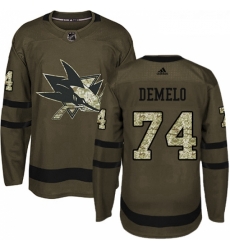 Youth Adidas San Jose Sharks 74 Dylan DeMelo Premier Green Salute to Service NHL Jersey 