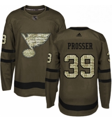 Mens Adidas St Louis Blues 39 Nate Prosser Authentic Green Salute to Service NHL Jersey 