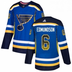 Mens Adidas St Louis Blues 6 Joel Edmundson Authentic Blue Drift Fashion NHL Jersey 