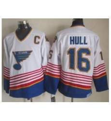 St. Louis Blues #16 Brett Hull White Light Blue CCM Throwback Stitched NHL Jersey