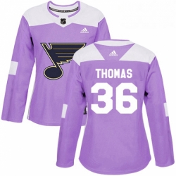 Womens Adidas St Louis Blues 36 Robert Thomas Authentic Purple Fights Cancer Practice NHL Jersey 