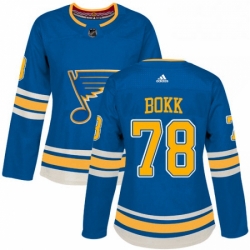 Womens Adidas St Louis Blues 78 Dominik Bokk Authentic Navy Blue Alternate NHL Jersey 