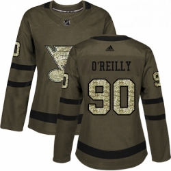Womens Adidas St Louis Blues 90 Ryan OReilly Authentic Green Salute to Service NHL Jerse