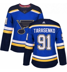 Womens Adidas St Louis Blues 91 Vladimir Tarasenko Authentic Royal Blue Home NHL Jersey 