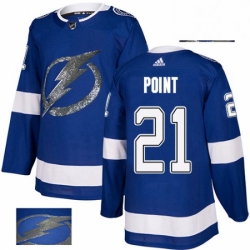 Mens Adidas Tampa Bay Lightning 21 Brayden Point Authentic Royal Blue Fashion Gold NHL Jersey 