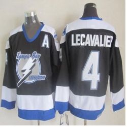 Tampa Bay Lightning #4 Vincent Lecavalier Black CCM Throwback Stitched NHL Jersey