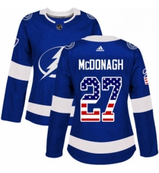 Womens Adidas Tampa Bay Lightning 27 Ryan McDonagh Authentic Blue USA Flag Fashion NHL Jersey 