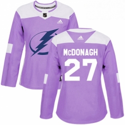 Womens Adidas Tampa Bay Lightning 27 Ryan McDonagh Authentic Purple Fights Cancer Practice NHL Jerse