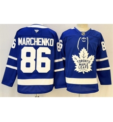 Men Toronto Maple Leafs  86 Kirill Marchenko Blue 2026 Stitched Hockey Jersey