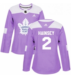 Womens Adidas Toronto Maple Leafs 2 Ron Hainsey Authentic Purple Fights Cancer Practice NHL Jersey 