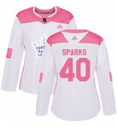 Womens Adidas Toronto Maple Leafs 40 Garret Sparks Authentic WhitePink Fashion NHL Jersey 