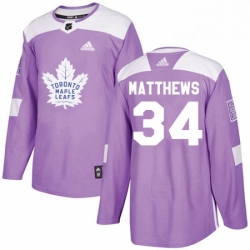 Youth Adidas Toronto Maple Leafs 34 Auston Matthews Authentic Purple Fights Cancer Practice NHL Jersey 