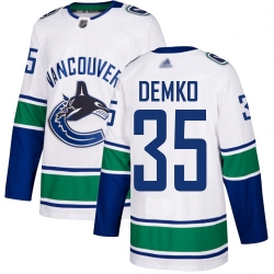 Canucks 35 Thatcher Demko White Road Authentic Stitched Hockey Jersey