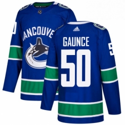 Mens Adidas Vancouver Canucks 50 Brendan Gaunce Authentic Blue Home NHL Jersey 