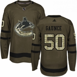 Mens Adidas Vancouver Canucks 50 Brendan Gaunce Authentic Green Salute to Service NHL Jersey 