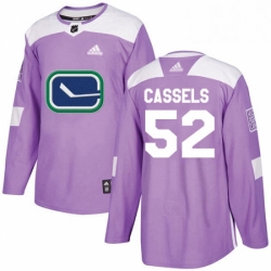 Mens Adidas Vancouver Canucks 52 Cole Cassels Authentic Purple Fights Cancer Practice NHL Jersey 