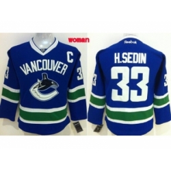 Women NHL Vancouver Canucks #33 H.SEDIN Blue Jerseys