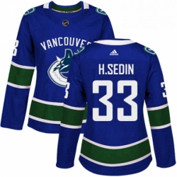 Womens Adidas Vancouver Canucks 33 Henrik Sedin Premier Blue Home NHL Jersey 