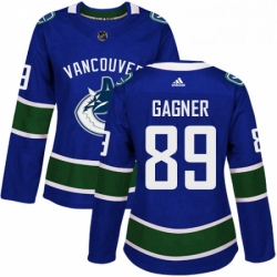 Womens Adidas Vancouver Canucks 89 Sam Gagner Authentic Blue Home NHL Jersey 