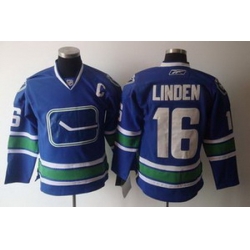 KIDS Vancouver Canucks 16 Trevor Linden Home Blue 3RD Jersey