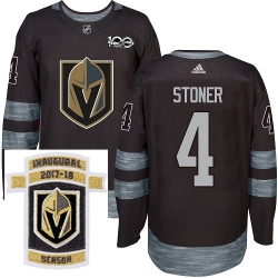 Adidas Golden Knights #4 Clayton Stoner Black 1917 2017 100th Anniversary Stitched NHL Inaugural Season Patch Jersey