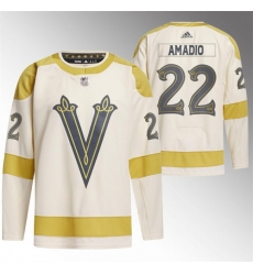 Men Vegas Golden Knights 22 Michael Amadio Cream 2024 Winter Classic Breakaway Stitched Jersey