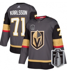 Men Vegas Golden Knights 71 William Karlsson Gray 2023 Stanley Cup Final Stitched Jersey