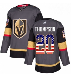 Mens Adidas Vegas Golden Knights 20 Paul Thompson Authentic Gray USA Flag Fashion NHL Jersey 