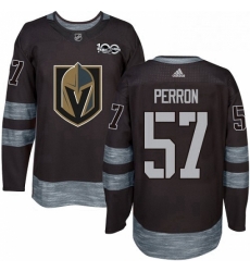 Mens Adidas Vegas Golden Knights 57 David Perron Authentic Black 1917 2017 100th Anniversary NHL Jersey 