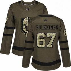 Womens Adidas Vegas Golden Knights 67 Teemu Pulkkinen Authentic Green Salute to Service NHL Jersey 