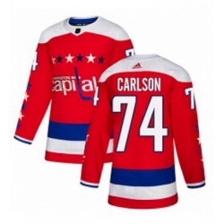 Mens Adidas Washington Capitals 74 John Carlson Authentic Red Alternate NHL Jersey 